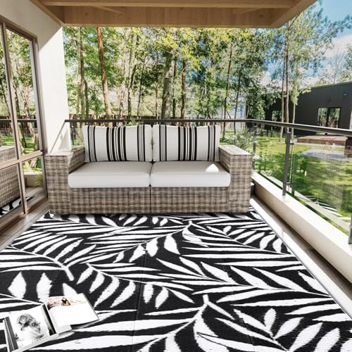Outdoor Rug 6x9 ft Waterproof Reversible Leaf Mat (56 Sq Ft)