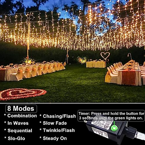 132ft Icicle Lights for Outside