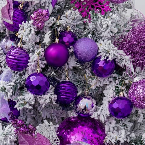 2.36" Purple Christmas Ball Ornaments (34 Count)
