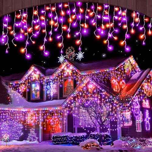 99ft 1200 LED Purple and Orange Icicle Lights (99 Foot)