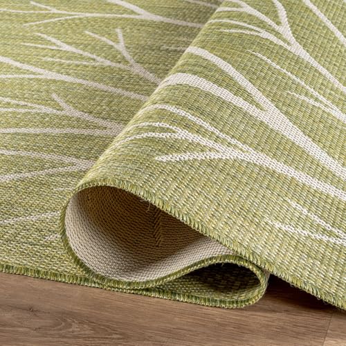 Washable Indoor Outdoor Rug 10x14 Modern Area Rugs Branch Pattern Non Shedding Waterproof Easy Clean Patio Deck Porch Living Room Bedroom Garden RV (140 Sq Ft)