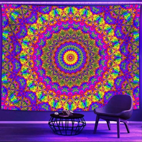 Blacklight Mandala Boho Tapestry
