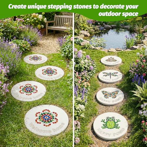 10PCS Stepping Stone Kit Includes Round Cement Molds