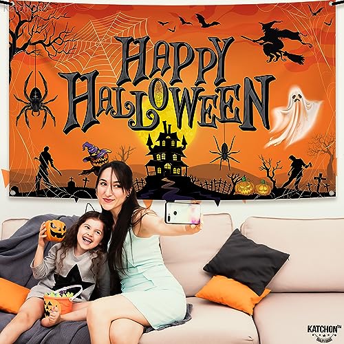 Orange Happy Halloween Banner 72x44 Inch