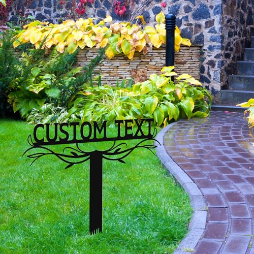 Personalized Metal Text Garden Sign with Stake