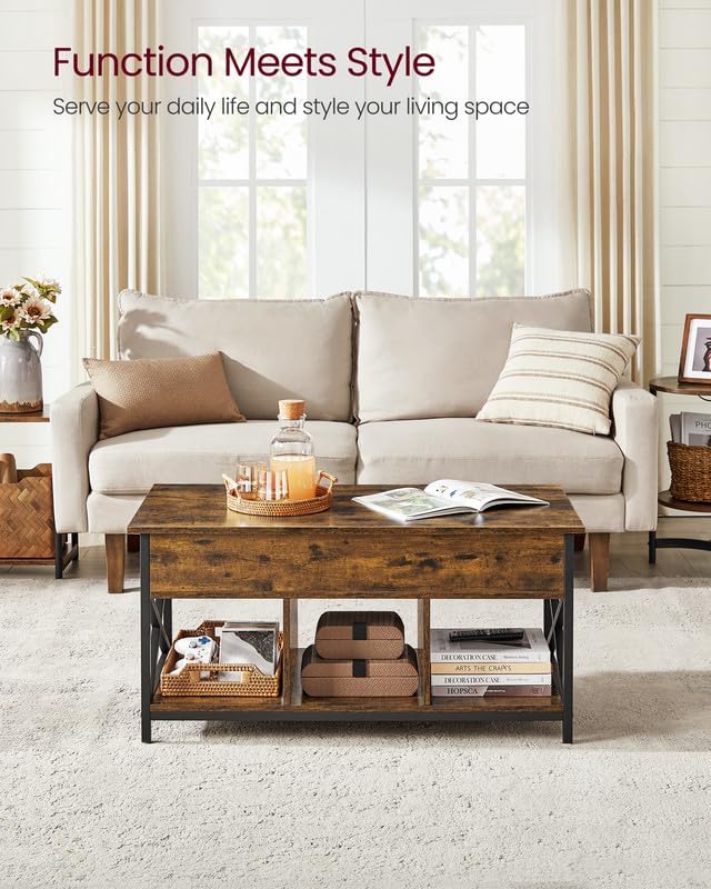 Lift Top Coffee Table with Storage Shelf