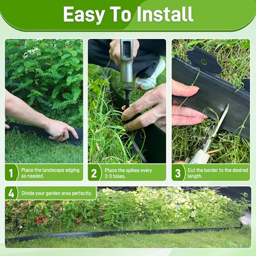 2 Inch x 50FT Landscape Edging Border with 75 Anchoring Spikes