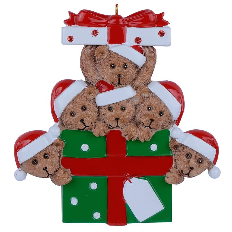 Personalized Bear Family of 6 Christmas Ornament 2026