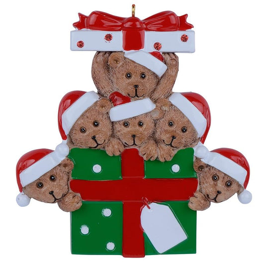 Personalized Bear Family of 6 Christmas Ornament 2026
