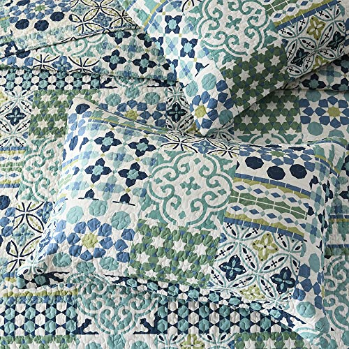 Cotton Bedspread Quilt Sets Reversible Coverlet Sets Comforters Vintage Bohemian Patchwork Bedspread (3 Count)