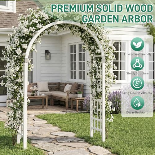 7Ft White Wooden Arbor Arch