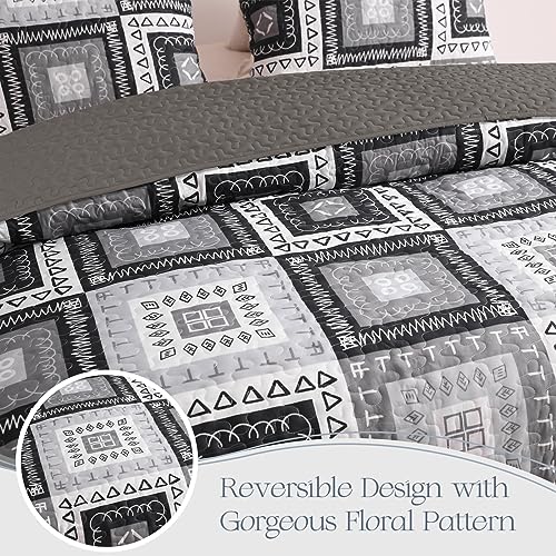 Reversible Boho Quilts Queen Size Black
