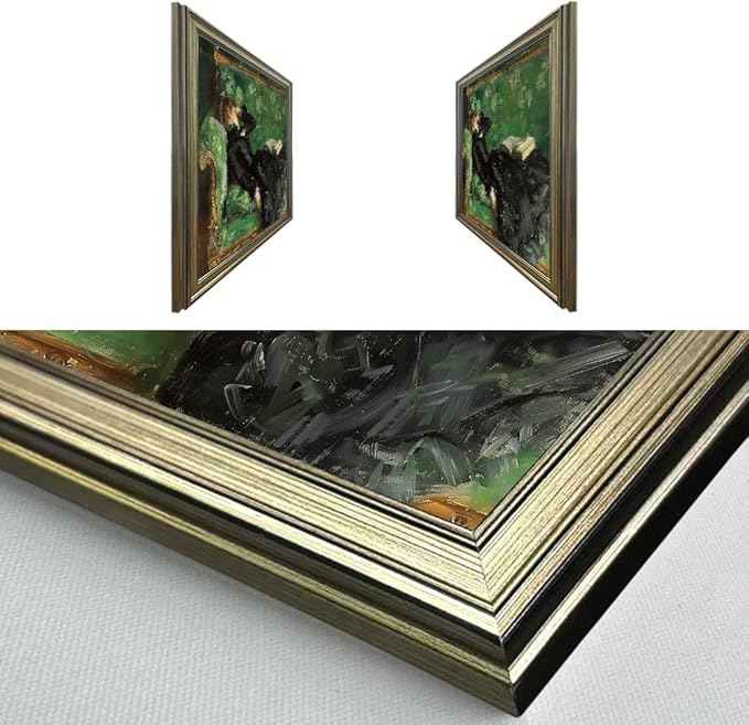 Framed Vintage Woman Reading Book Canvas Wall Art Moody Black and Green Oil Painting Living Room Bedroom Decor Home Artwork