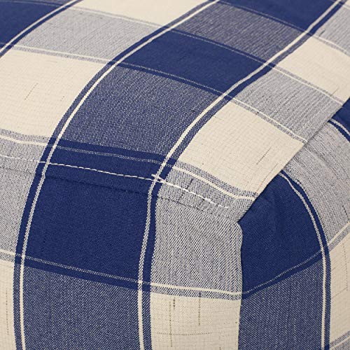 Modern Fabric Checkered Cube Pouf Ottoman Foot Stool