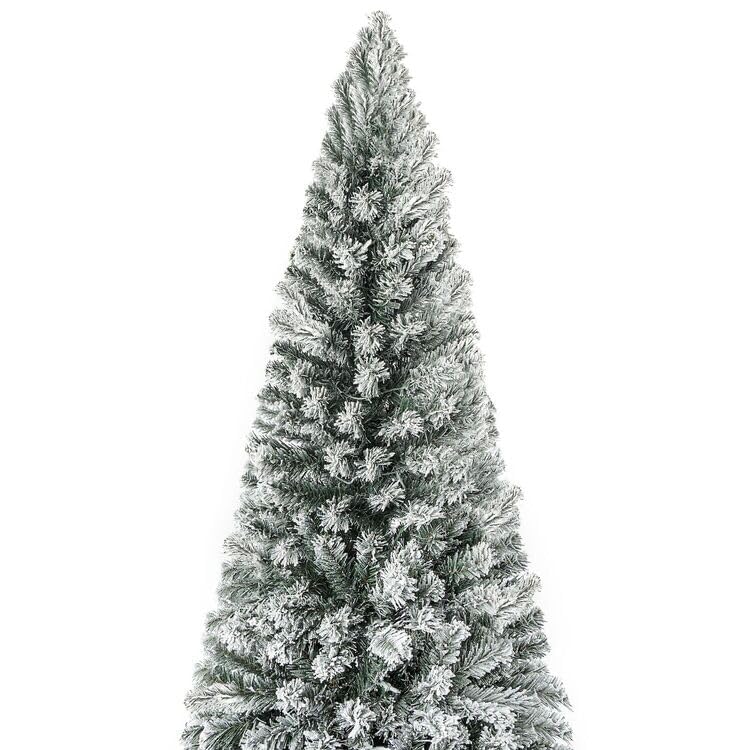 9ft Slim Snow Flocked Christmas Tree with Lights