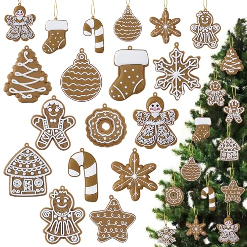 Christmas Gingerbread Man Ornaments for Xmas Tree Decorations (12 Count)