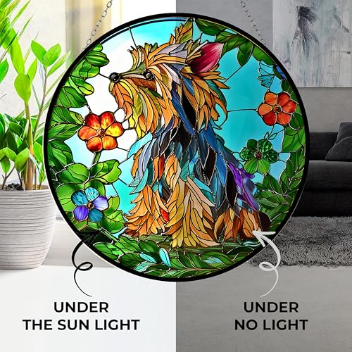 Yorkie Stained Glass Suncather Window Hangings