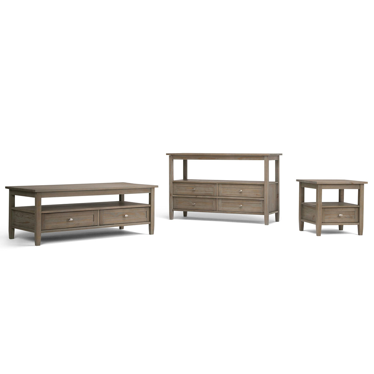 Warm Shaker 20" Wide Solid Wood End Table in Distressed Grey