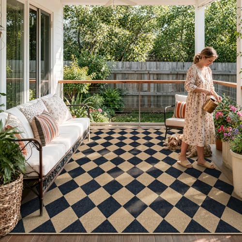 Checkered Easy Jute Outdoor Patio Rug
