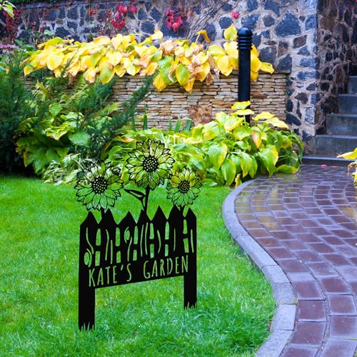 Custom Sunflower Metal Garden Sign with Stakes