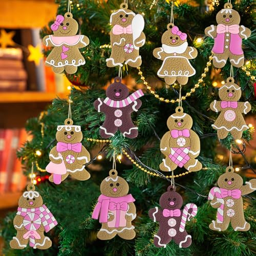 Gingerbread Man Ornaments Christmas Tree Decorations (12 Count)