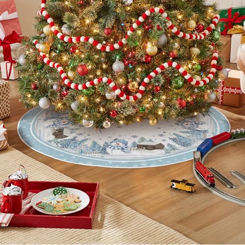Snowflake Snowman Cardinal Christmas Tree Skirt 48 Inch