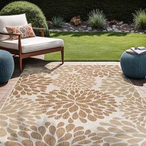 Outdoor Rug 6x9 Modern Exotic Tropical Leaf Area Rugs for Indoor and Outdoor Patio Deck Porch Garden Water Resistant Washable Outside Carpet