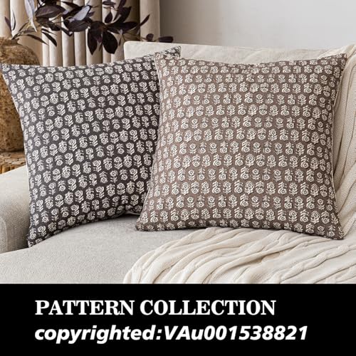 Decorative Floral Print Throw Pillow Covers 24×24 Inch (2 Count)