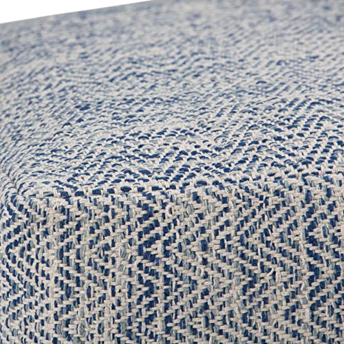 Nate 20" Wide Square Pouf in Blue Handwoven Cotton