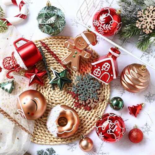 Gingerbread Man Christmas Tree Ball Ornaments Set (72 Count)