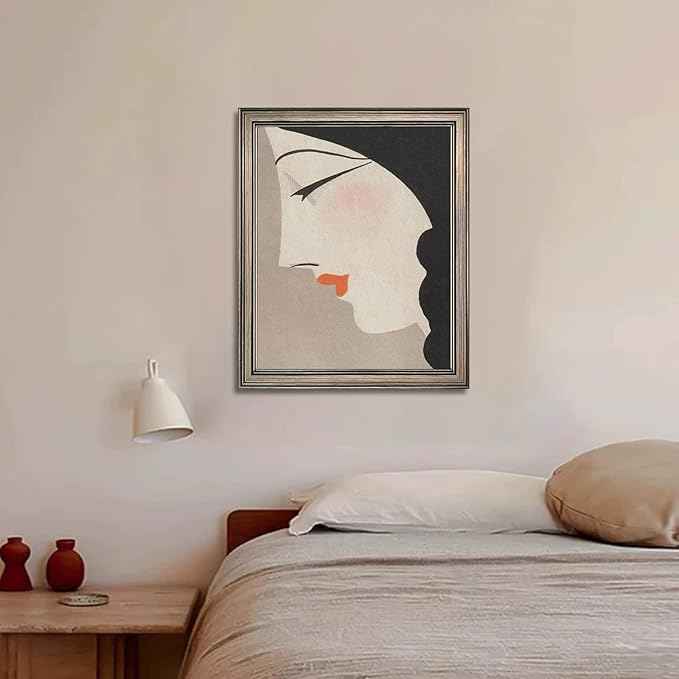Japanese Wall Art Framed Vintage Woman Portrait Oil Painting Asian Wall Art Girl Room Bedroom Living Room Bathroom Decor