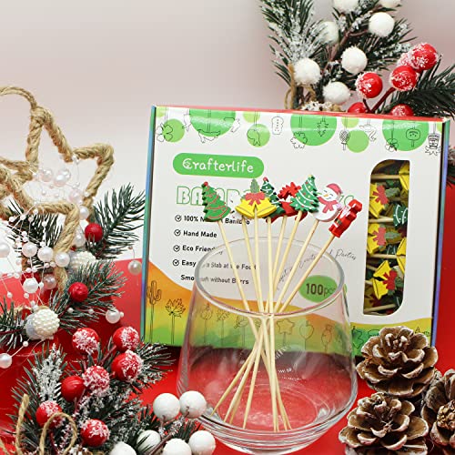 100Pcs 5" Christmas Cocktail Picks for Christmas Decorations Party Supplies (100 Count)