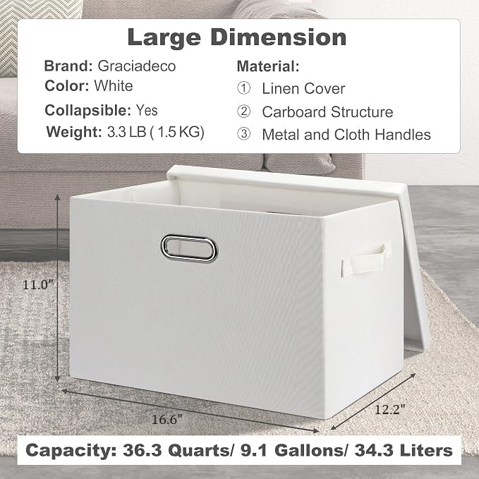 Storage Bins with Lids Fabric Closet Organizers Cubes Office Organization (3 Count)
