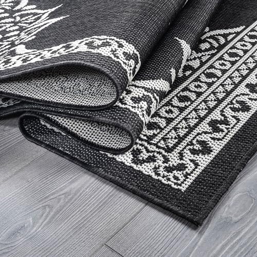 Outdoor Rug 5x7 Medallion Black White Modern Area Rugs for Indoor and Outdoor Patios