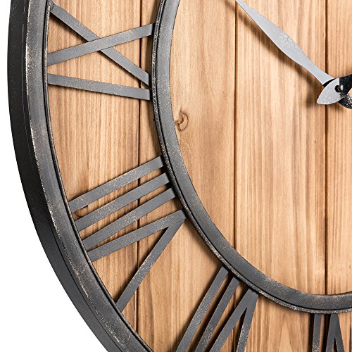 Oldtown Farmhouse Metal & Solid Wood Noiseless Wall Clock