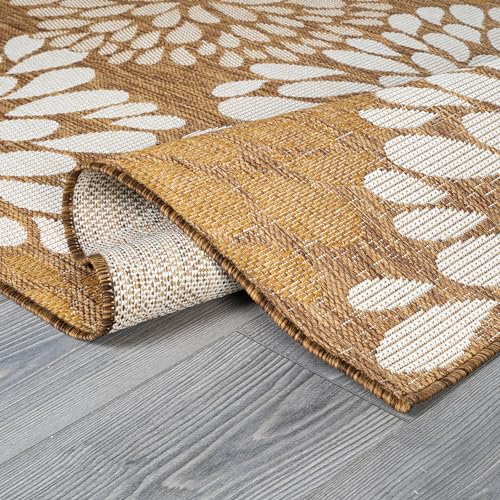 Outdoor Rug 8x10 Modern Exotic Tropical Leaf Area Rugs for Indoor and Outdoor Patio Deck Porch Garden Water Resistant Washable Outside Carpet