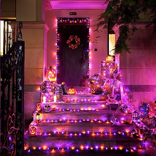 163 FT 500 LED Orange and Purple Halloween String Lights Indoor (163 Foot)