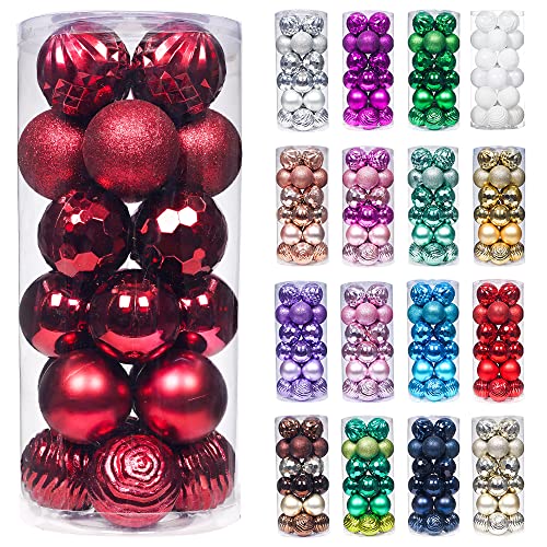 24ct Christmas Ball Ornaments Shatterproof Xmas Tree Hanging Balls Decorations Perfect for Holiday Wedding Christmas Decor (34 Count)