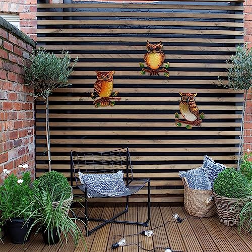 Owl Decorative Metal Wall Art Owl Outdoor Decorative Metal Bird Wall Art Exquisite Valentine Decoration Gifts For Garden Patio Porch Bedroom Kitchen Lover Gift 9 Inch Set Of 3 (3 Count)