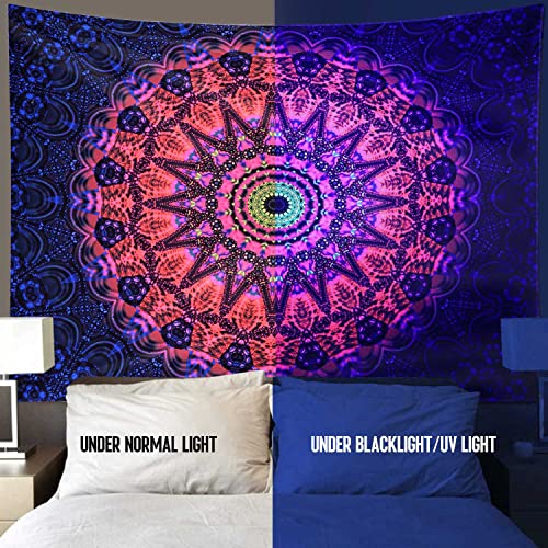 Blacklight Mandala Boho Tapestry Glow In The Dark