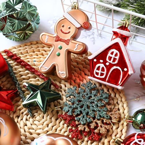 Gingerbread Man Christmas Tree Ball Ornaments Set (72 Count)