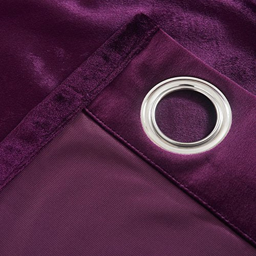 Set of 2 Blackout Velvet Energy Efficient Grommet Curtain Panel Drapes Lavender Purple 52Wx63L
