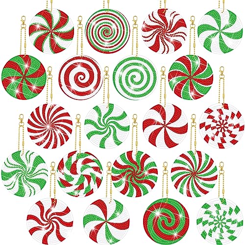 20 Pcs Christmas Diamond Painting Keychain Kits (20 Count)