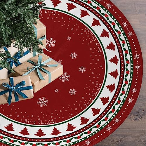 Christmas Tree Skirt 48 Inch Red Traditional Christmas Tree Decorations