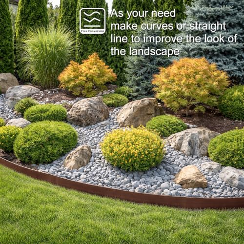 Landscape Edging 4 Inch Tall 20FT with 30Pcs Metal Spikes