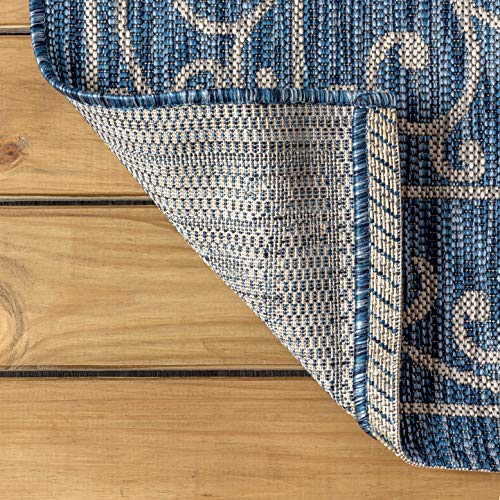 Vintage Filigree Indoor Outdoor Runner Rug 2X8 Navy