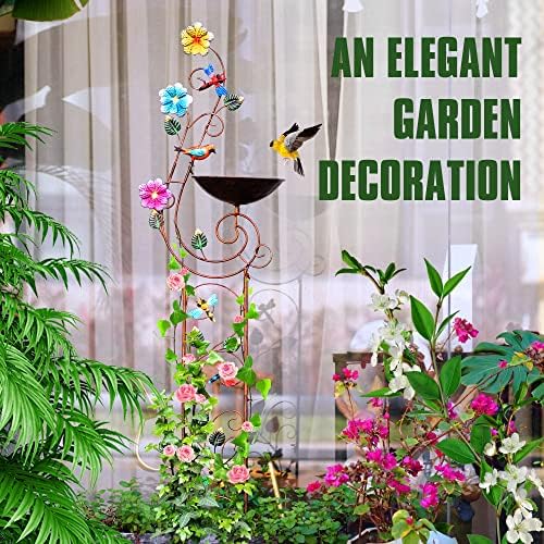 Metal Bird Bath with Trellis for Outside