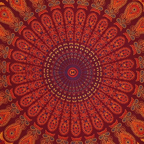 Handmade Indian hippie Bohemian Psychedelic Peacock Mandala Wall hanging College Dorm Beach Throws Table Cloth Bedding Tapestry