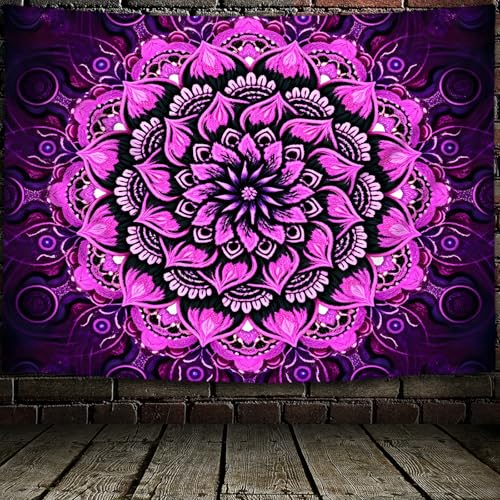 Blacklight Mandala Tapestry Wall Hanging