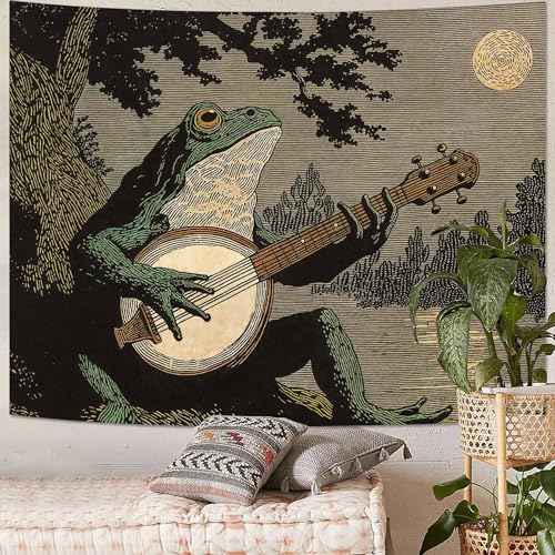 Folk Art Frog Banjo Tapestry